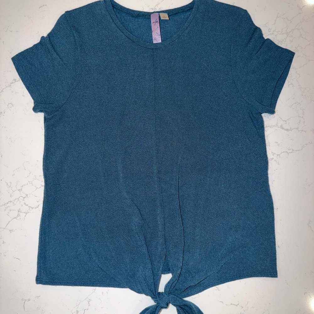 Elegant Teal Tie-Front Blouse